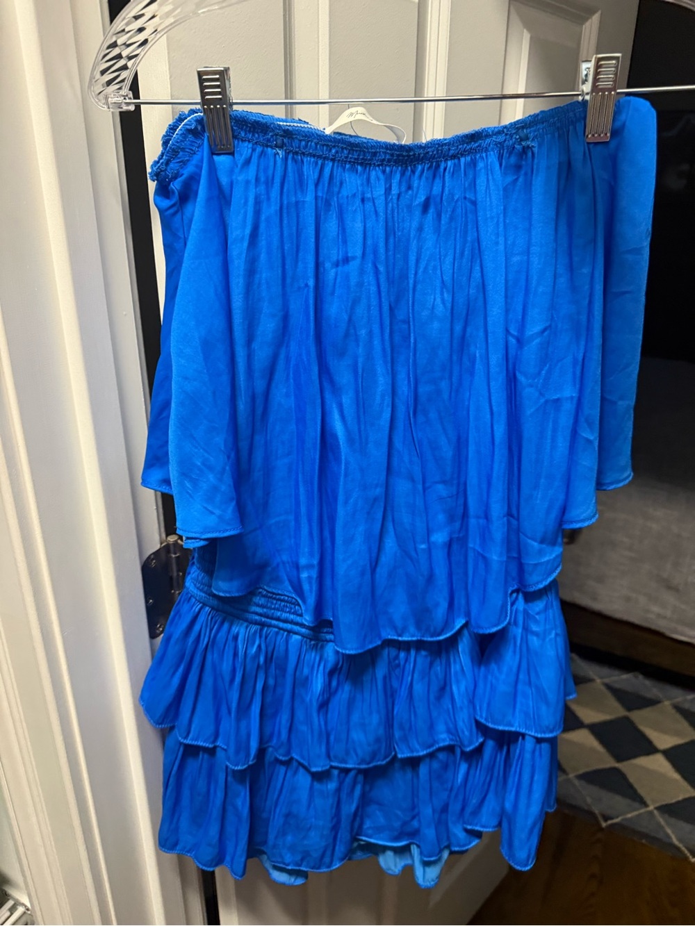 Women’s Tiered Off-Shoulder Skirt - Vibrant Blue